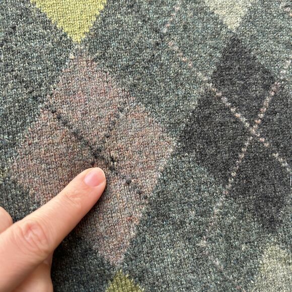 Blarney Woollen Mills Wool Argyle Diamond V-neck Pullover Sweater Size Large - Picture 4 of 6